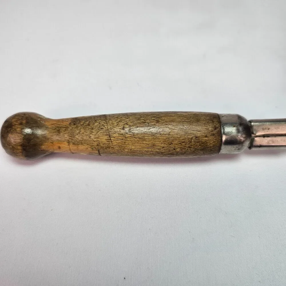 Vintage A&J Can Bottle Opener Wood Handle Tool Steel Tempered USA Kitchen Tool